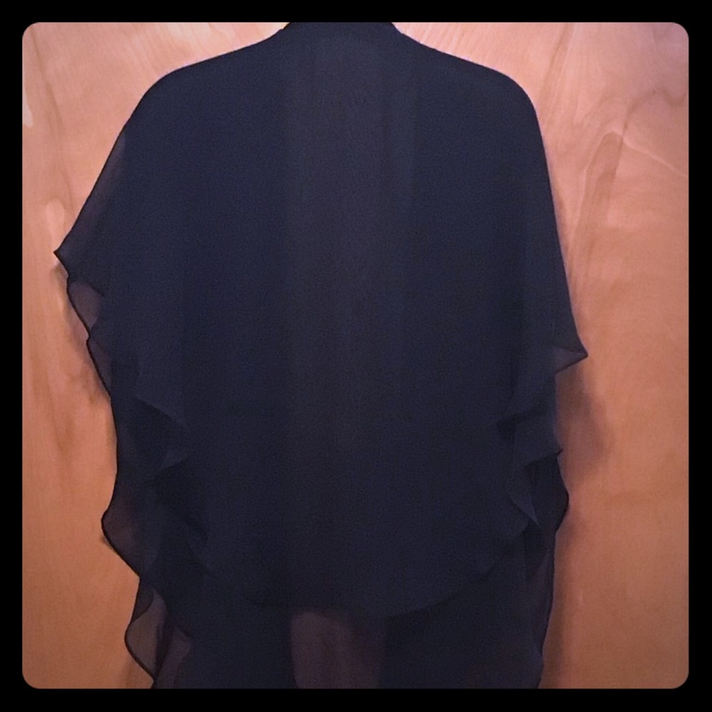 Sheer Black Double Layer Chiffon Butterfly Wrap.